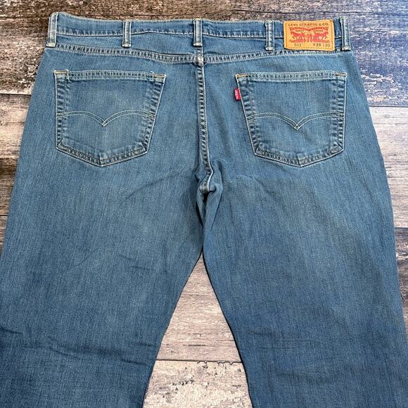 Levis 511 Jeans Mens 38x30 Blue Denim Slim Fit Stretch Straight Leg Zip Fly Work - Picture 10 of 16